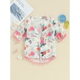 thumbnail image 2 of Bslissey Toddler Little Girls Swim Cover Up Floral Print Middle Sleeve Open Front Beach Cardigan 12M 18M 24M 3T 4T 5T Kids Casual Swimsuit Cover Ups Summer Beach Wear, 2 of 8