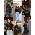 thumbnail image 3 of SMZ Long Sleeve Bodysuit for Women Turtleneck Sheer Mesh Bodysuit Geo Print Leotards, 3 of 5