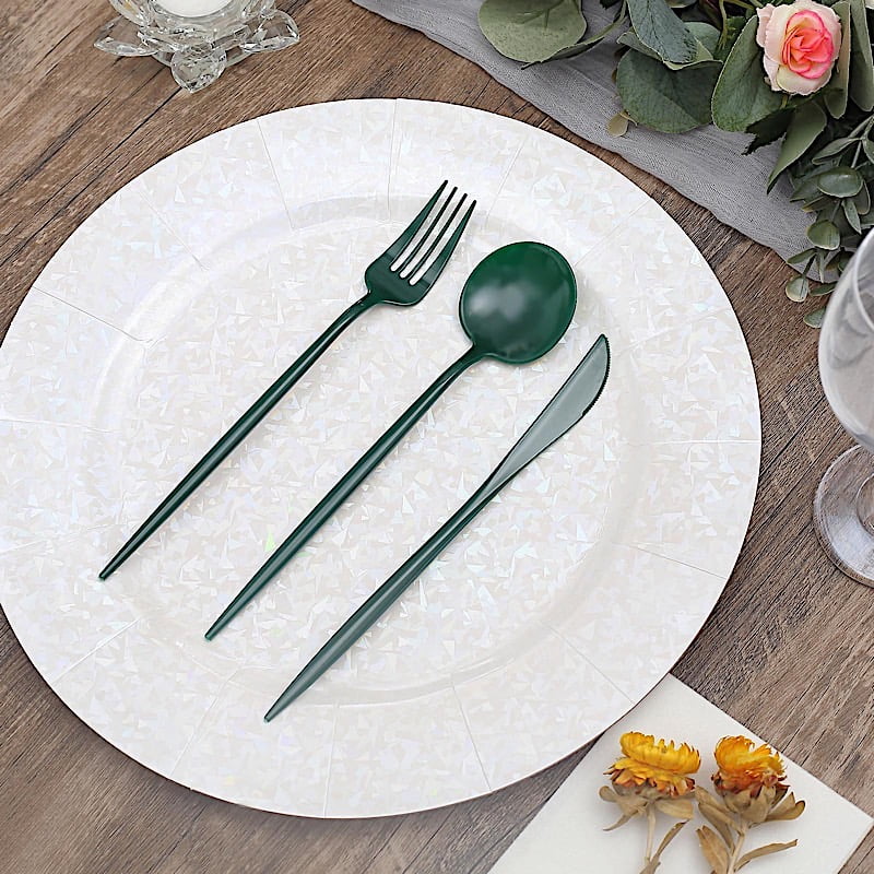 BalsaCircle 50 Hunter Green Disposable Heavy Duty Plastic Cutlery