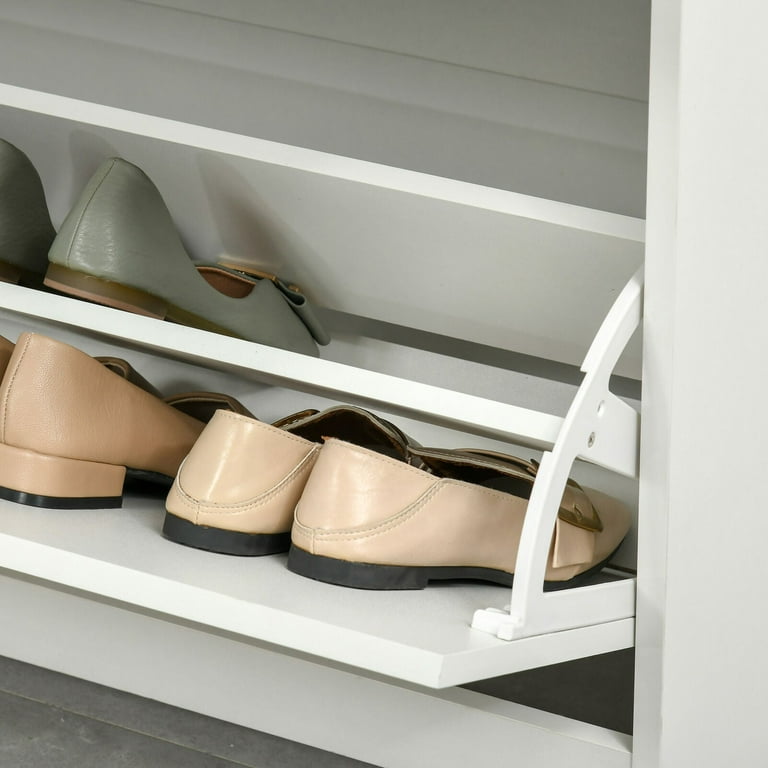 Homcom 58 Narrow Shoe Cabinet For Entryway, Tall Shoe Rack