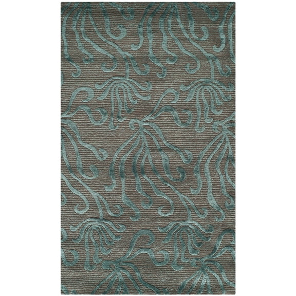 Martha Stewart  by  Seaflora Silk/ Wool Rug Lagoon 5'6" x 8'6" Handmade 6' x 9' Indoor Living Room, Bedroom, Dining Room