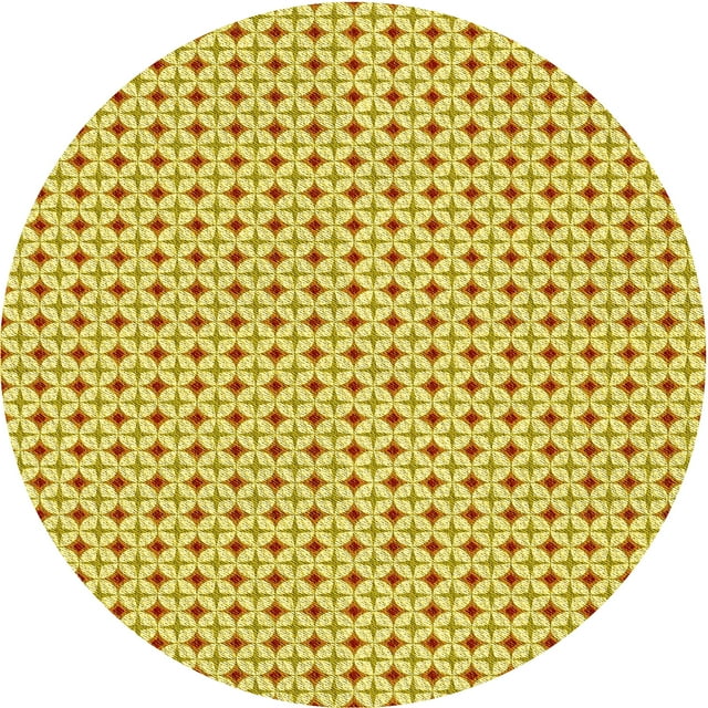 Ahgly Tapis Rond Lavable en Machine Intérieur Transitionnel Jaune Audacieux, 8 Pieds Rond