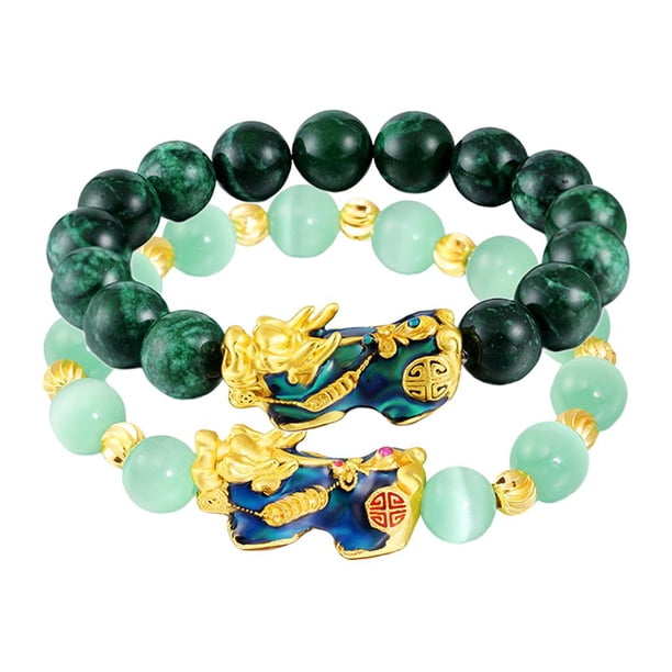 2pcs Lucky Bracelet, Feng Shui Amulet Bracelet Prosperity Mantra Bead Bracelet con / Pi Yao Attract Lucky and Wealthy Bangle Hugo pulsera de moda para mujeres hombres