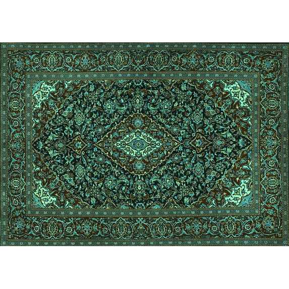 Ahgly Company Indoor Rectangle Persian Turquoise Blue Traditional Area Rugs, 4' x 6'