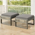 thumbnail image 2 of PARKWELL Outdoor Patio Ottoman Set of 2,Hand-Woven Rope Seat Foot Rest Side Table with Removable Cushions,Dark Gray, 2 of 9