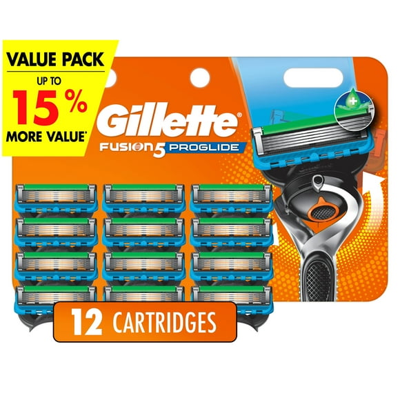 Gillette Fusion5 ProGlide Razor Refills for Men, 12 Razor Cartridges for FlexBall Razor Handle, 5-Blade Razor Blades, Precision Trimmer for Men