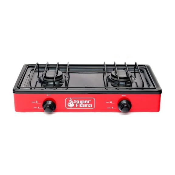 PARRILLA 2 QUEMADORES COLOR ROJO MARCA SUPERFLAMA Super Flama 2_2QR