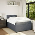 Box spring bed with mattress dark grey 120x190 cm velvet