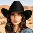 thumbnail image 4 of Hsqqdc Suede Cowboy Hat Wide Brim Western Fedora for Sun Protection, 4 of 7
