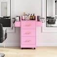 thumbnail image 6 of DreamCurship Beauty Salon Trolley Cart, Salon Cabinet with 360°Wheels, 3 Drawer, 6 Tool Holders, Barber Hair Stations for Salon Beauty Spa, Pink, 6 of 8