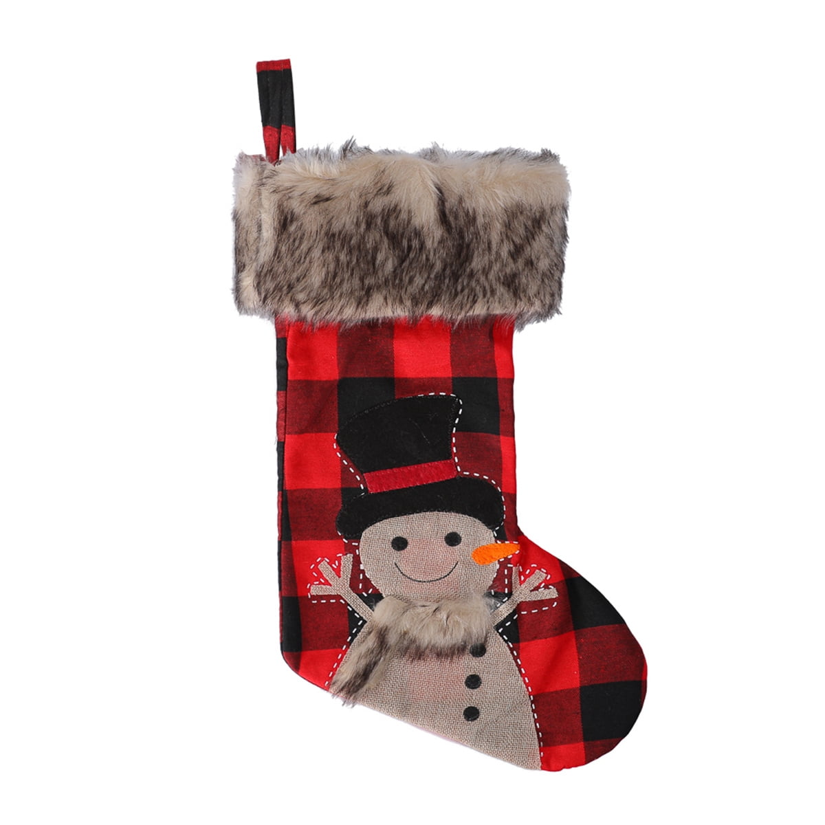 BOPORO Christmas Stockings - 4 Pack 18" Big Christmas Stocking Stuffers Snowflake Santa Snowman Reindeer Burlap Socks with Plush Cuff Gift Candy Socks for Family Holiday Christmas Party Decorations