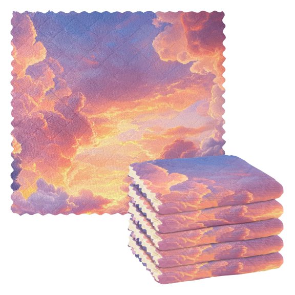 6 Pieces of Kitchen Towels 11x11Inch Kitchen Dish Cloths Kitchen Dish Towels Reuseable Cleaning Cloths Pink Cloud