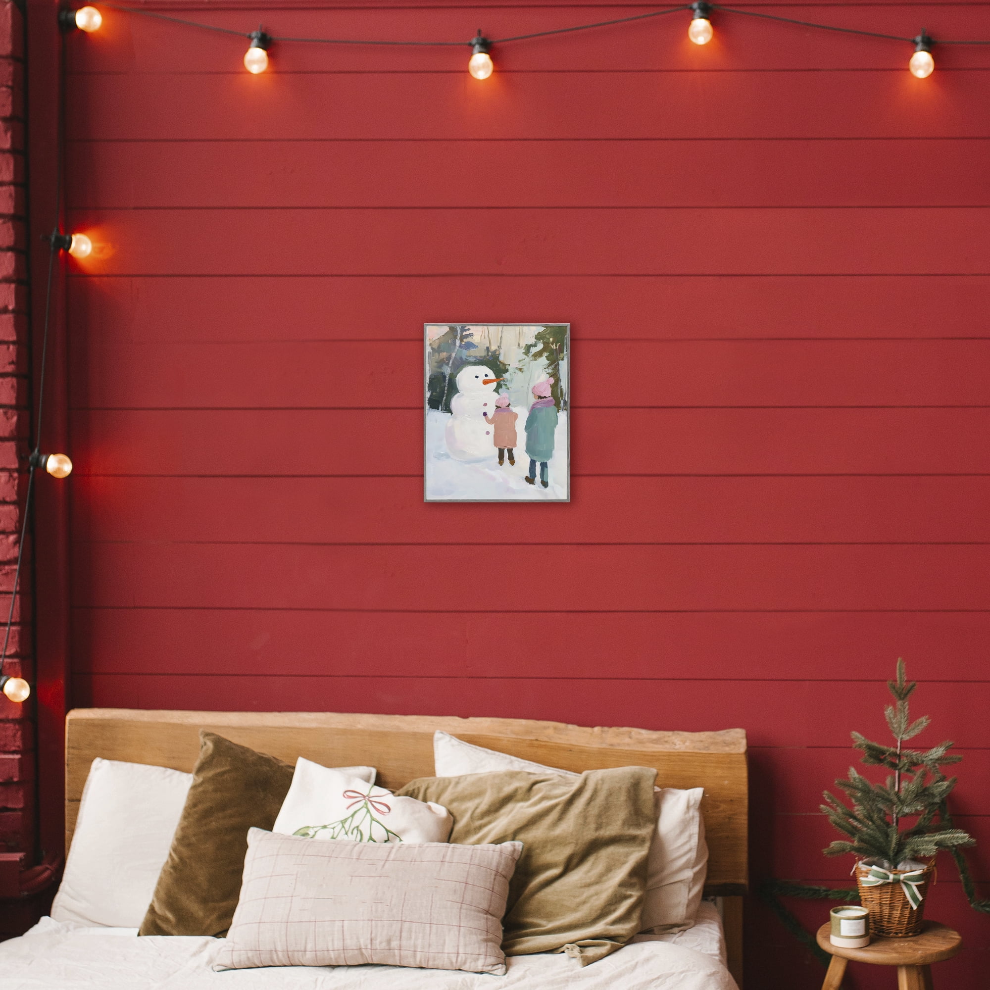 Stupell Industries Two Girls With Snowman Gray Framed Giclee Art, design by The Prints Vibe
