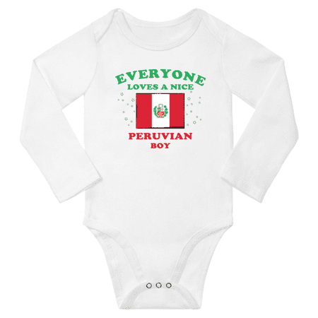 

Everyone Loves a Nice Peruvian Boy Baby Long Slevve Jumpsuits (White 3-6 Months)