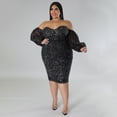 thumbnail image 3 of AURA Sequin Bodycon Dress Women Long Sleeve Sexy Party Club Evening Dress, 3 of 7