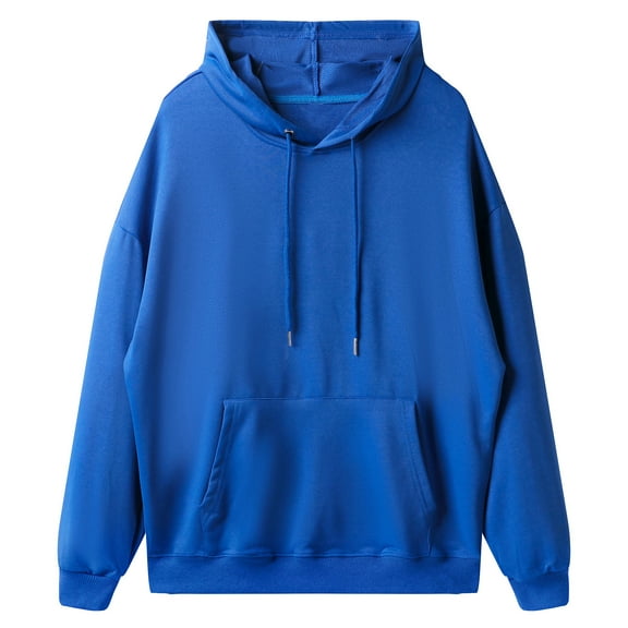 Mohiass Women 2025 Fall Y2K Fleece Hoodies Oversized Long Sleeve Sweatshirts Comfy Casual Basic Pullover Tops Blue L