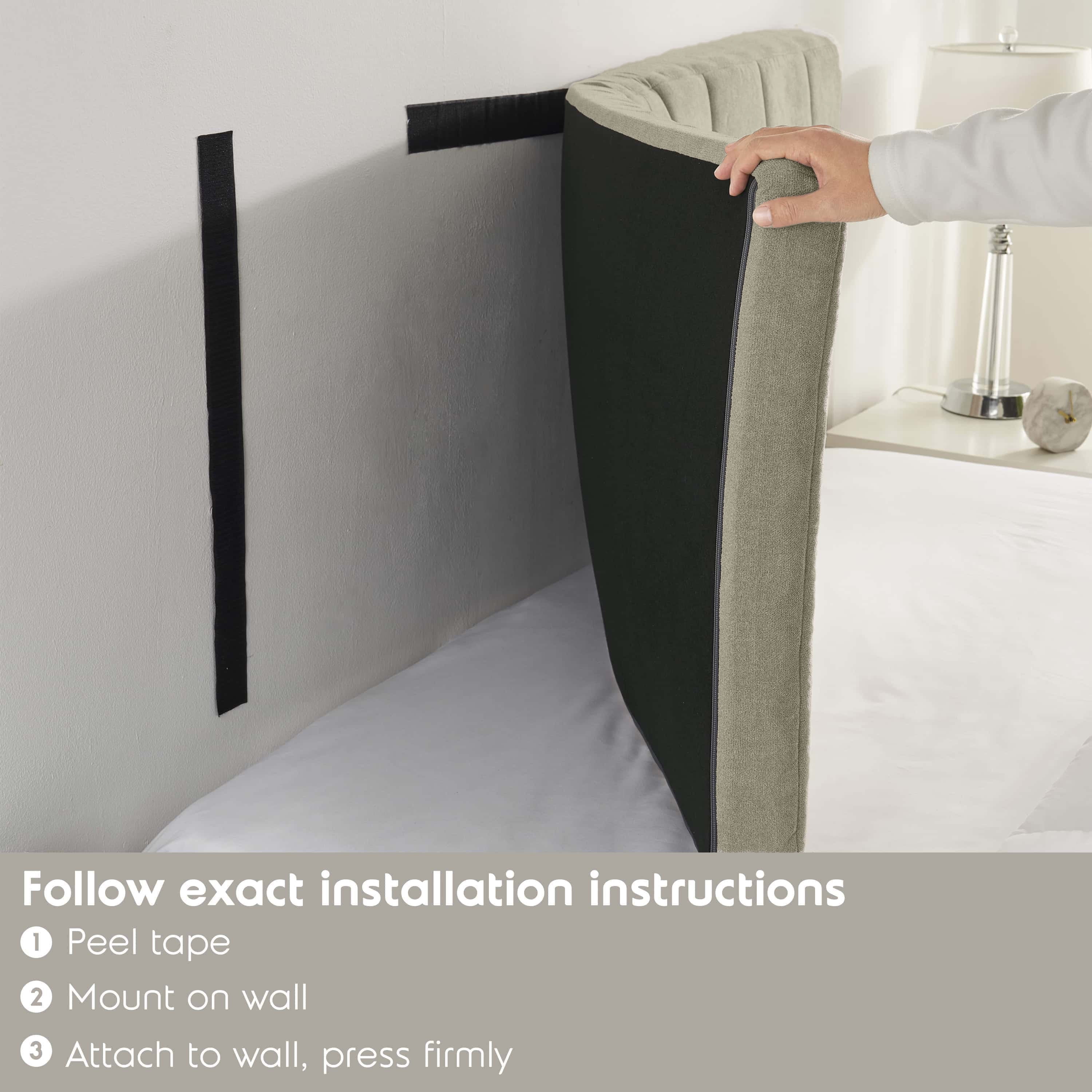 Lammlaoe Full Size Headboard, Upholstered Wall Mounted, Peel and Stick Installation, Sound Reducing 3D Panel Design, Easy Assembly, Olive Green