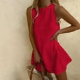 thumbnail image 4 of JUNWELL Bureau Dame Robe Couleur Unie Ondulée Bord Été Doux Slim-fitting Mini Robe pour Porter Tous les Jours, 4 of 7