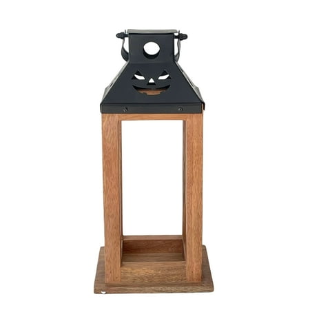 Pumpkin Wood and Metal Lantern Decoration, Black, 12", Halloween by Way To Celebrate