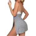 thumbnail image 4 of Camisón corto de algodón cómodo para mujer, conjunto de camisón con tirantes y encaje sexy con abertura alta, ropa interior para dormir, camisón para mujer, 4 of 9