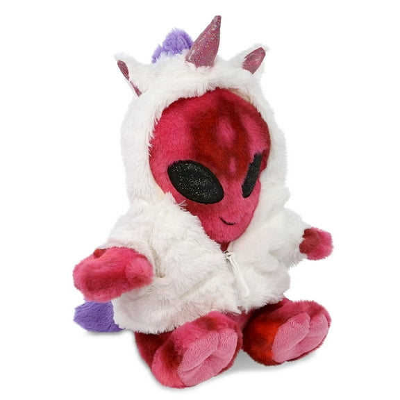 DolliBu Pink Tie-Dye Alien Unicorn Plush Stuffed Doll Toy – Super Soft Pink Alien Dress Up with Removable Plush Unicorn Outfit, Cute Space Fantasy Gift for Kids and Adults – 11 Inches