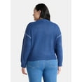 thumbnail image 3 of Terra & Sky Women's Plus Cropped Whipstitch Trim Sweater, Lightweight, Sizes 0X-5X, 3 of 5