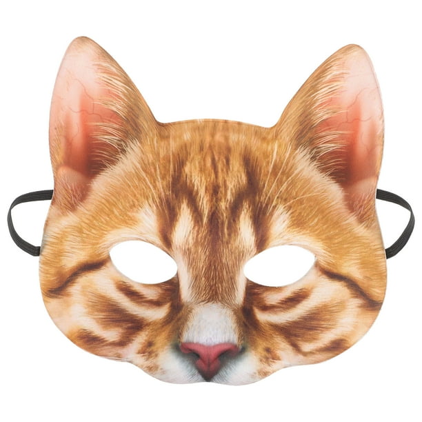 1 máscara de gato de medio ojo para cosplay, divertida máscara de gato para disfraz, mascarada, carnaval, Halloween, banquete (estilo gato naranja).