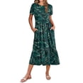 thumbnail image 1 of Vestido tipo camiseta Zeagoo para verano, casual, holgado, playa, hoja verde S, 1 of 6