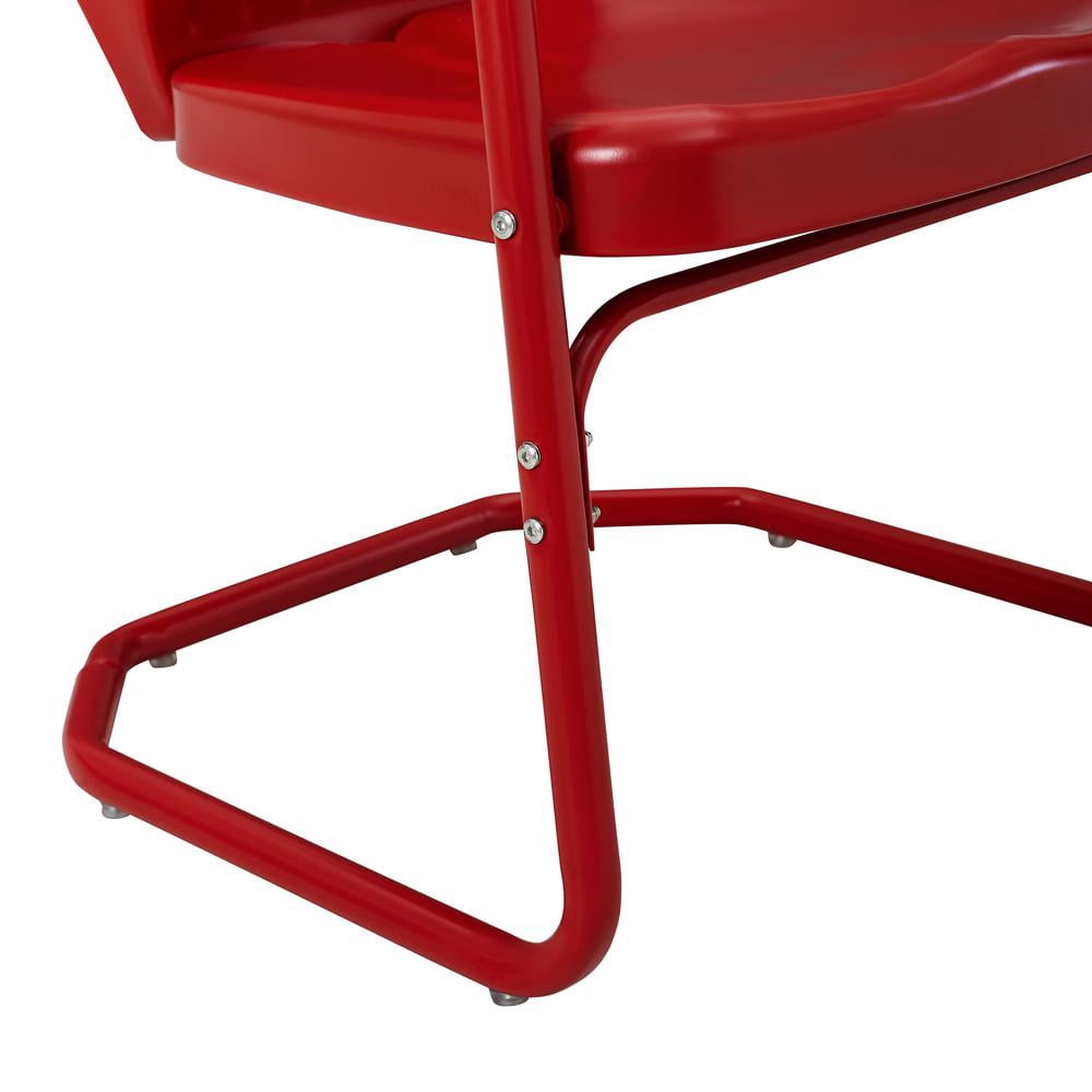 Crosley Furniture Ridgeland Metal Patio Chair in Bright Red Gloss (Set of 2)