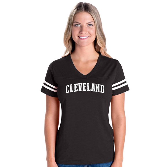 Womens Cleveland Football V-Neck T-Shirt
