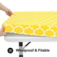 thumbnail image 2 of decorUhome Fitted Vinyl Tablecloth Rectangular 30"×72"in(90"×197"cm), Waterproof Wipeable PVC Table Cover, Moroccan, Yellow, For Indoor or Outdoor, 2 of 8