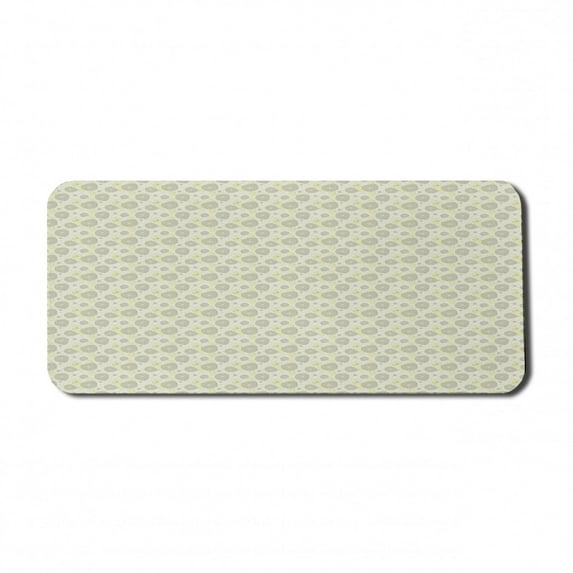 Floral Computer Mouse Pad, Thriving Spring Garden Design with Sketch Flowers Seasonal Flowers, Rectangle Non-Slip Rubber Mousepad X-Large, 35" x 15" Gaming Size, Off White Yellow, by Ambesonne