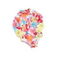 thumbnail image 2 of PaerPade Floral Print Long Sleeve Crewneck One-Piece Swimsuit (Girl’s, Sizes 0-3T), 2 of 10