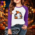 thumbnail image 2 of Ruyang Halloween Shirt for Toddler Girls Cute Ghost Pumpkin Graphic Long Sleeve Tops Kids Crew Neck Blouses Fall Breathable Clothes, 2 of 5