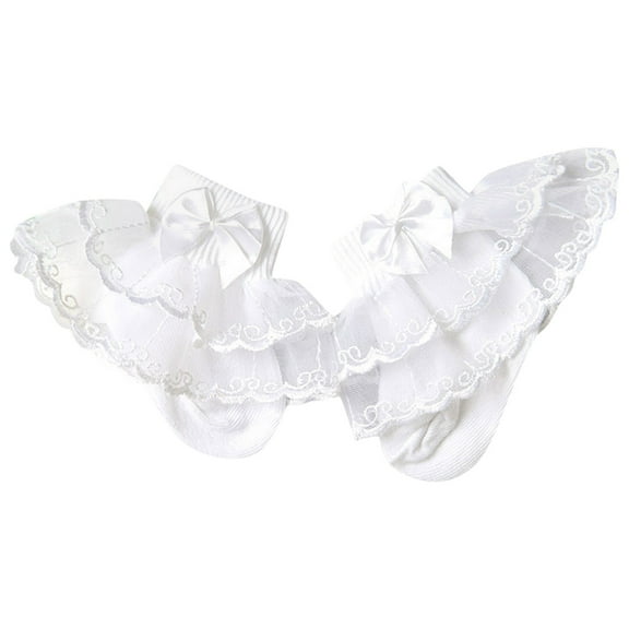 Hjtefg Toddler Lace Socks - Breathable Solid Color Ankle Socks with Bow Detail, Soft Thin Socks for Kids,Color: White Size: 3-5 Years