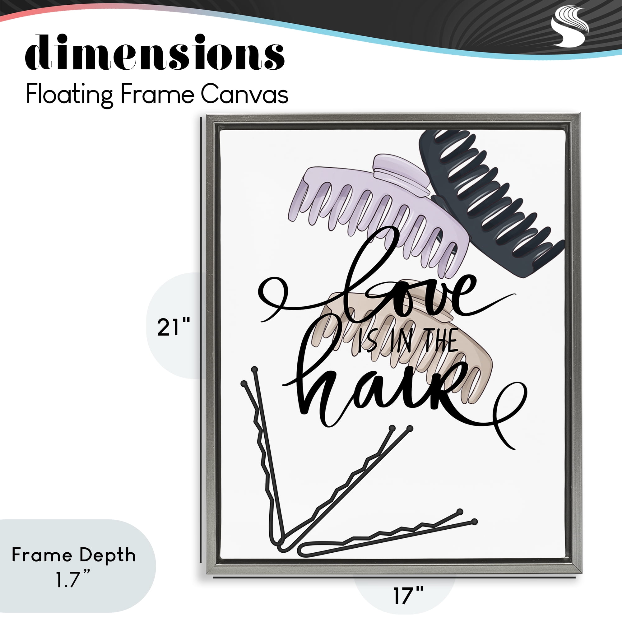 Stupell Industries Love Is In The Hair Gray Framed Floater Canvas Wall Art, design by Jesse Keith