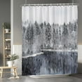 thumbnail image 3 of Winter Holiday Shower Curtains Set Ornaments Pine Trees Nature Lake Scenery Happy New Year Merry Christmas Shower Curtains with Hooks for 72x84 Inches Waterproof Polyester Bathroom Bathtubs, 3 of 6