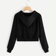 thumbnail image 3 of Cropped Zip Up Hoodie Women 2026 Y2k Casual Sweatshirts Workout Long Sleeve Drawstring Hooded Track Jacket Crop Tops Black S, 3 of 4