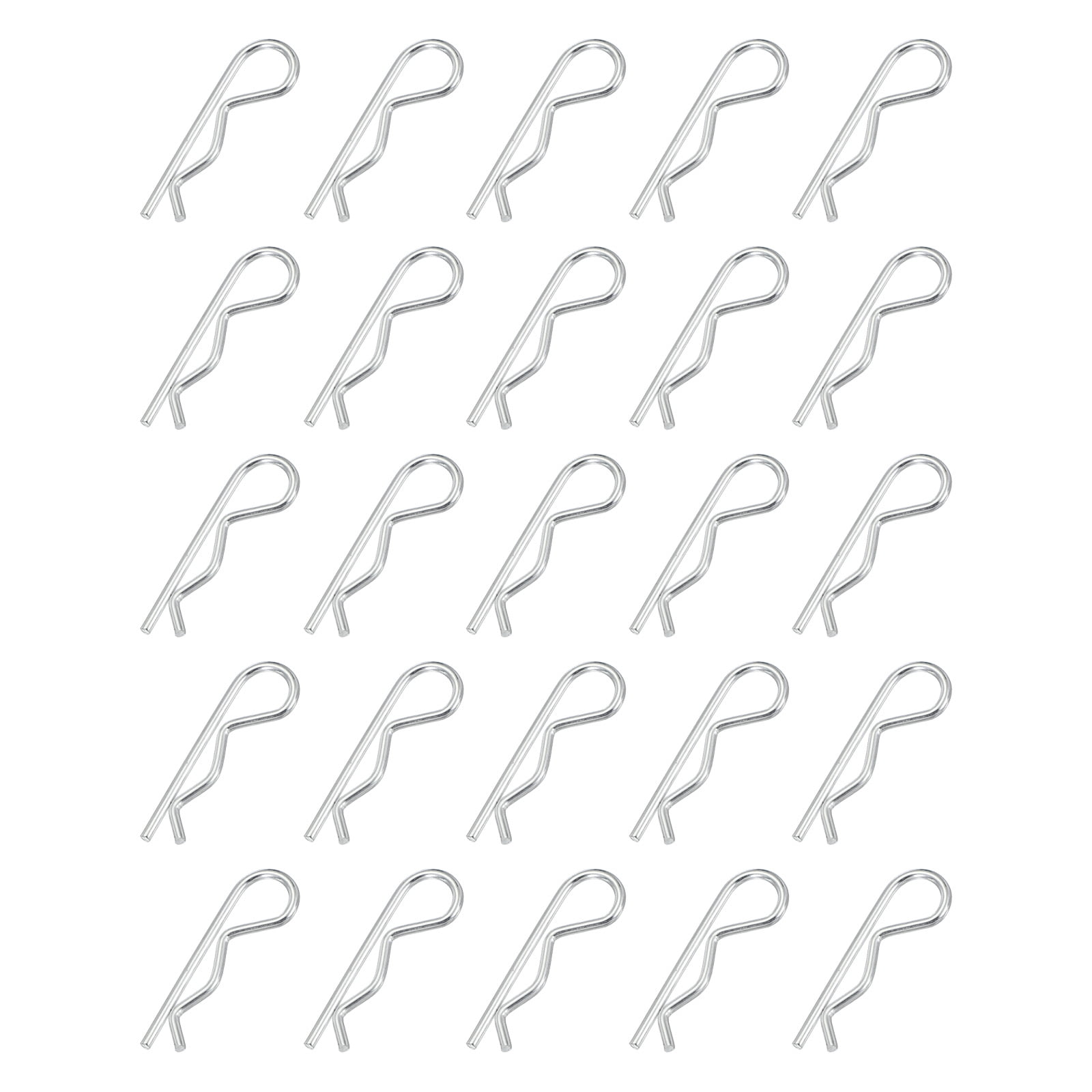 M2.5 x 50 mm Cotter Pin Assortment Kit 25 Pcs Heavy Duty R Clips Hardware Hitch Pin for Trailer Locking Silver Tone