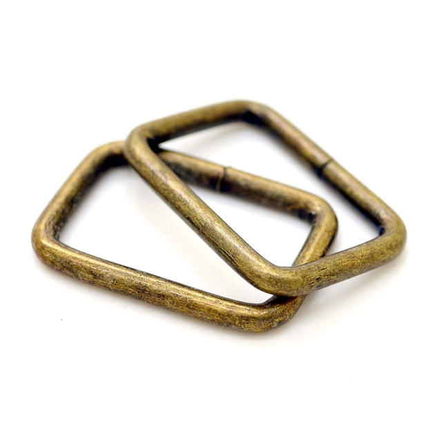 CRAFTMEMORE Anillo de hebilla rectangular de metal para correa de 5/8", 3/4", 1", cordón rectangular resistente para bolsa, cinturón, monedero (1" x 20 piezas de latón antiguo)