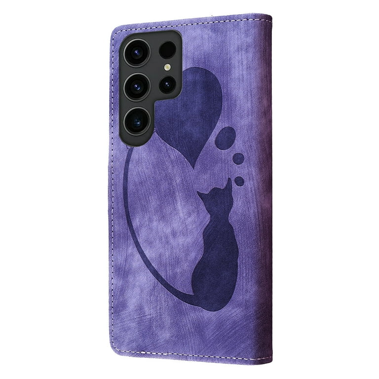 Black Cat Phone Case Wallet - Purple Black Cat Phone Case Wallet - Purple
