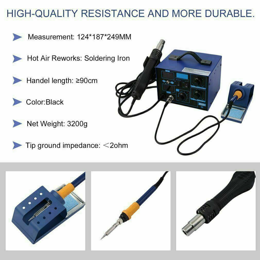 2-in-1 862D+ SMD Soldering Iron w/Hot Air Gun Rework Station Digital Display KTM