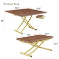 thumbnail image 2 of Space-Saving Adjustable Height Folding Table with X-Frame Metal Legs and Durable Wooden Top - 4 Versatile Forms for Small Spaces, Ideal for Coffee Dining and Living Room Use in Walnut Gold Finish, 2 of 9