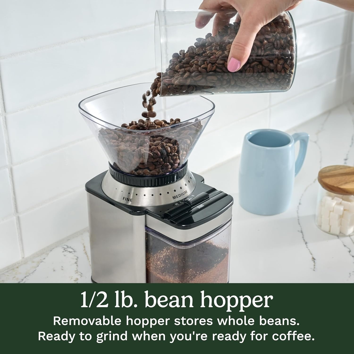 Coffee Grinder, Electric One-Touch Automatic Burr Coffee Grinder with 18-Position Grind Selector, Cup Size Selector for 4 – 18 Cups