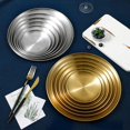 thumbnail image 5 of Bandeja plateada YONGSHENG 2 uds acero inoxidable disco engrosado 20*20*1,5 cm 14*14*1,2 cm, 5 of 5