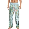 thumbnail image 2 of Picia Chinoiserie Floral Palm Tree Mens Soft Woven Cotton Elastic Waistband Sleep Pajama Pant Lounge Sleep Pant With Pockets And Drawstring-XX-Large, 2 of 9