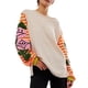 thumbnail image 3 of Sudadera Holgada con Bordado Afelpado para Mujer, Cuello Redondo, Larga, Diseño de Patchwork y Rayas en Bloques de Color Albaricoque S, 3 of 8
