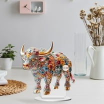 RuiJiao Cute Dreamy Colored Acrylic Cow Ornaments - Perfect Tabletop Decor for Home and Living Room