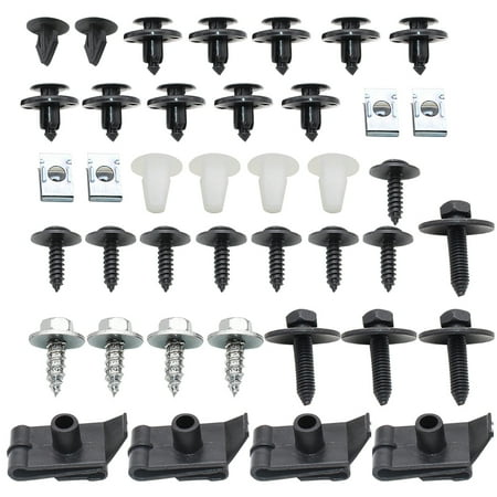 

Elenxs 40pcs Car Front Engine Clips Plastic Metal Portable Car Mixed Fasteners Screws Kit for Avensis T25