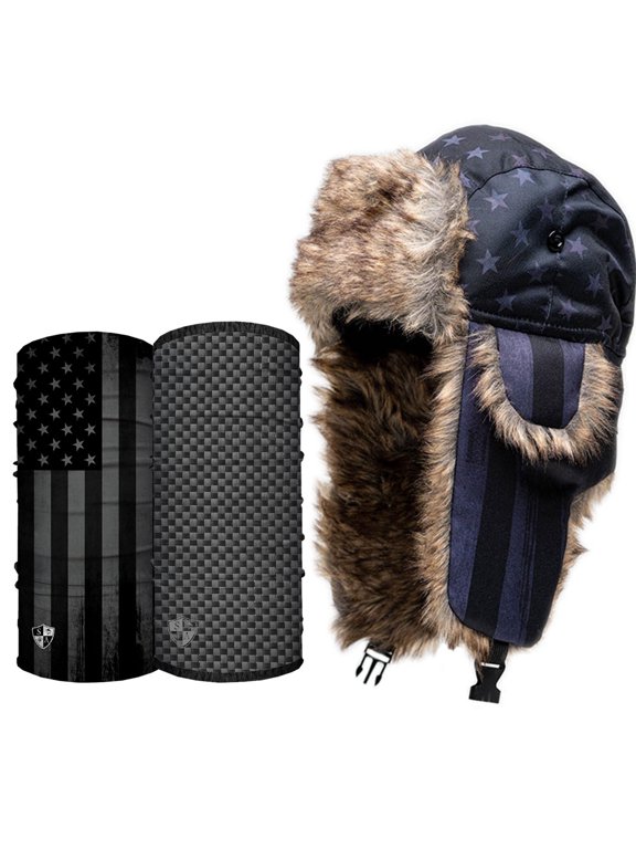 SA Patriotic Frost Pack - 1 SA Co. Trapper Hat, 1 Multipurpose UV Face Shield, & 1 Thermal Fleece Face Shield